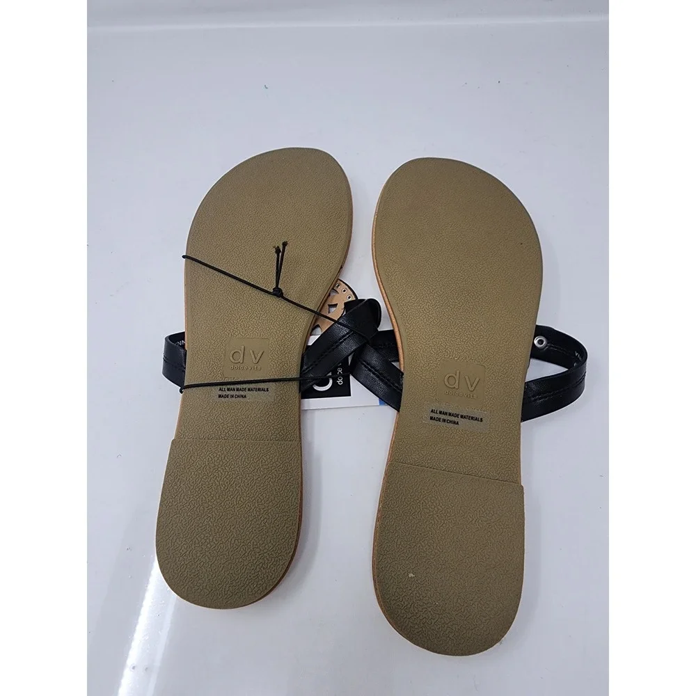 DV Dolce Vita Womens Studded Sandals Black Faux Leather Casual Size 9